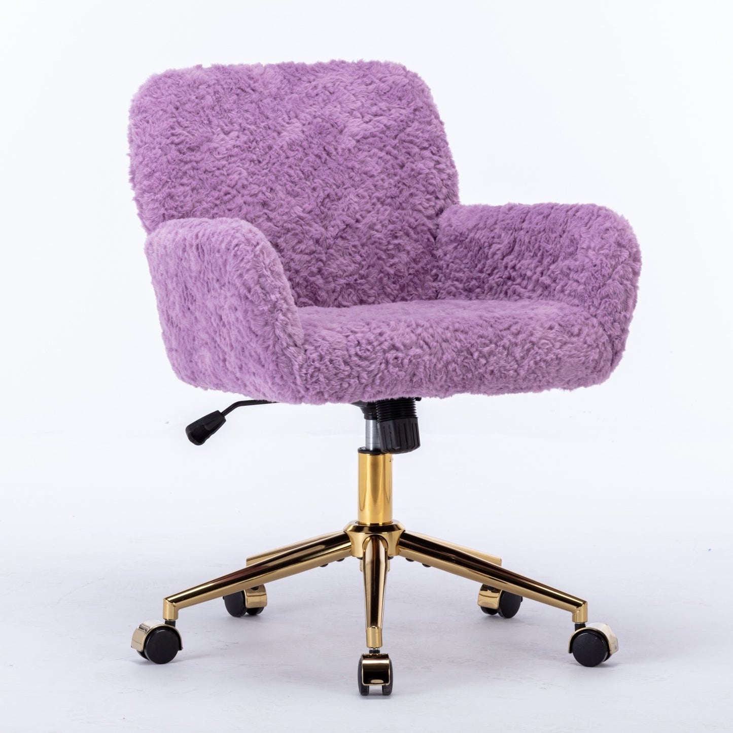 Artificial Rabbit Hair Office Chair with Gold Base