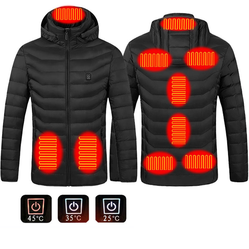 Men Heated Puffer Electric Insulated Hood Windbreaker Jacket