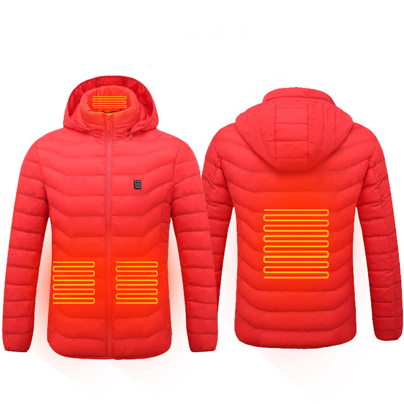 Men Heated Puffer Electric Insulated Hood Windbreaker Jacket