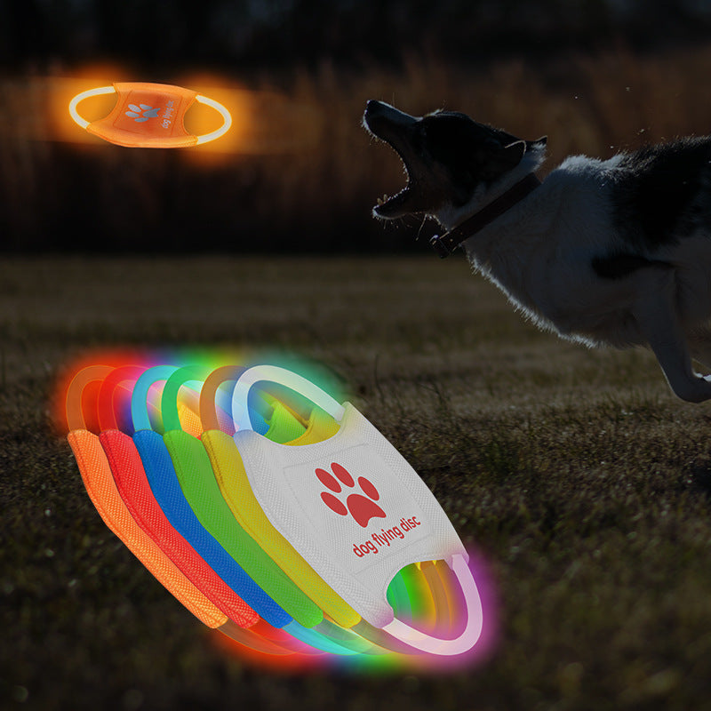 Dog flying discs light glowing LED luminous training interactive toy/game for pets