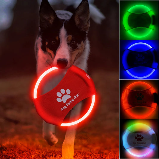 Dog flying discs light glowing LED luminous training interactive toy/game for pets