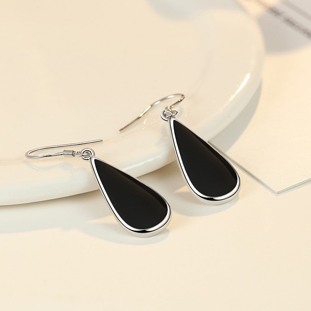 Women's Fashion Temperament Black Drip Tassel Earrings