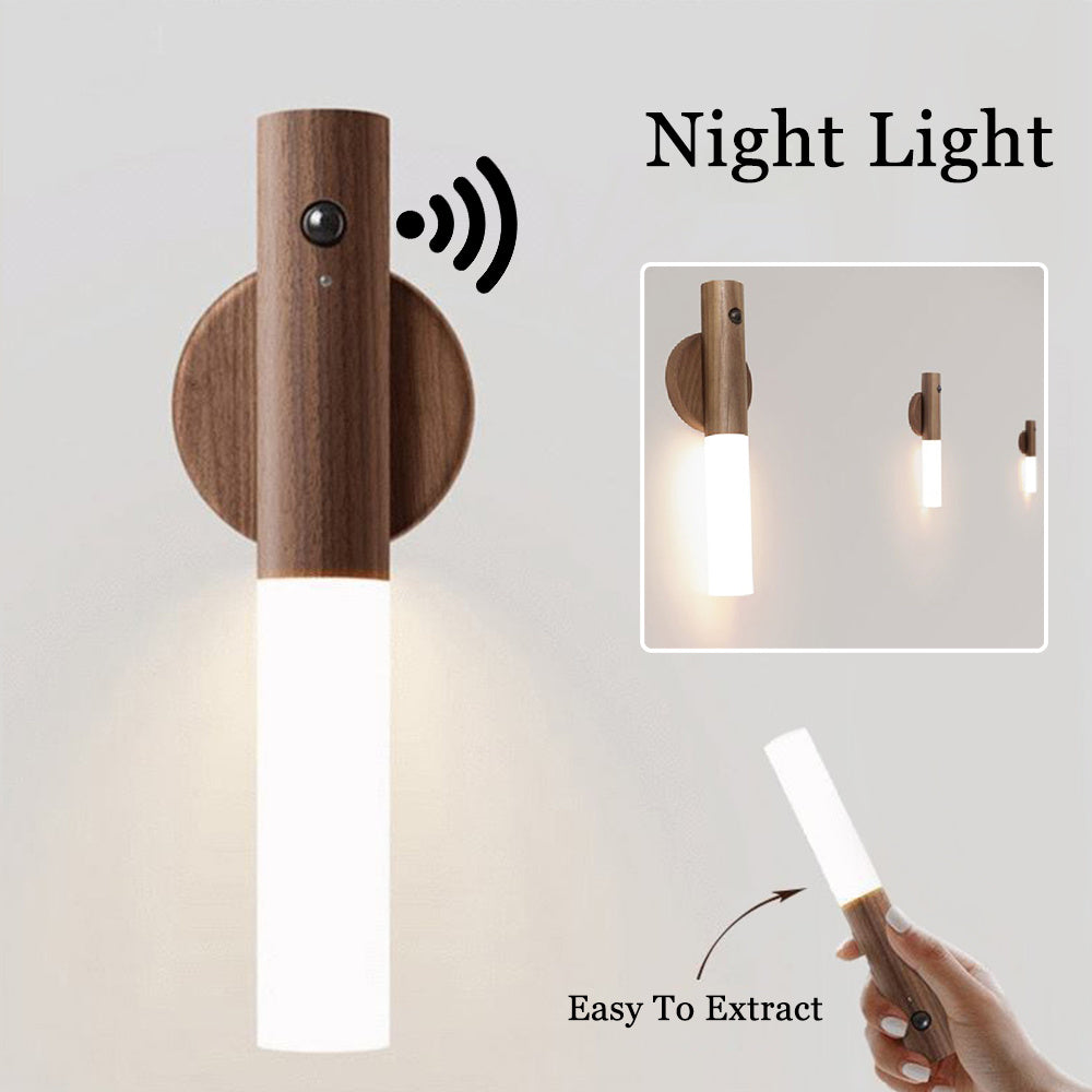 Auto LED Magnetic Wood Motion Sensor Night Light