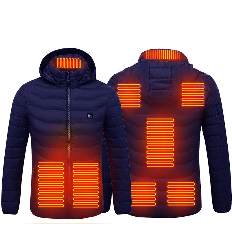 Men Heated Puffer Electric Insulated Hood Windbreaker Jacket