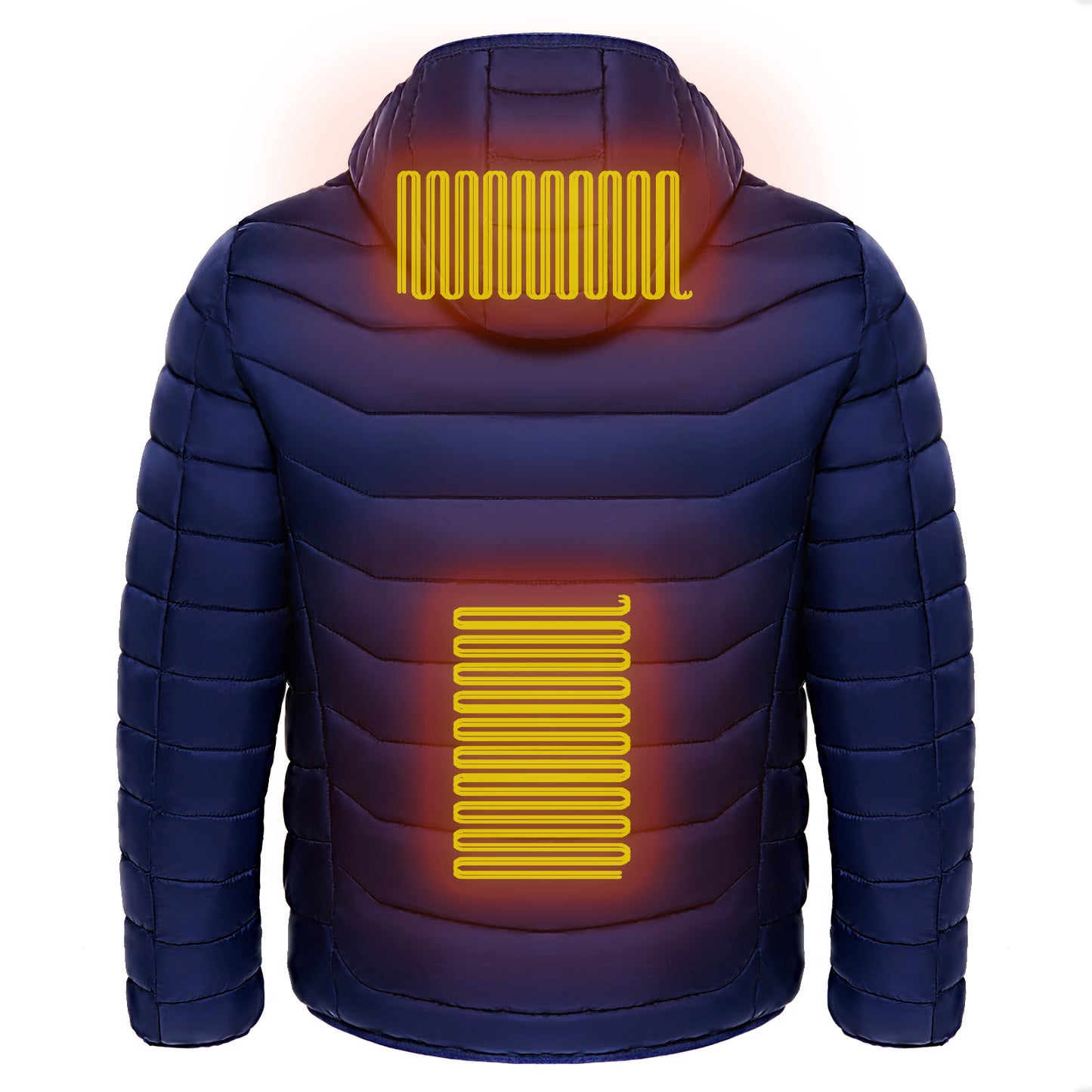 Men Heated Puffer Electric Insulated Hood Windbreaker Jacket