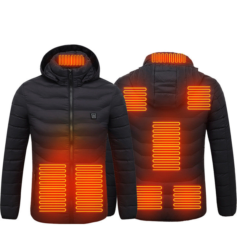 Men Heated Puffer Electric Insulated Hood Windbreaker Jacket