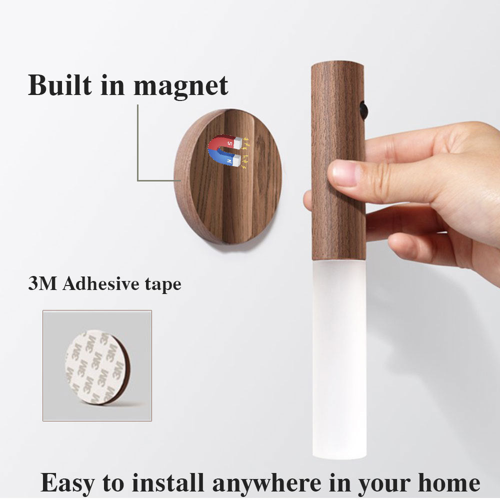 Auto LED Magnetic Wood Motion Sensor Night Light