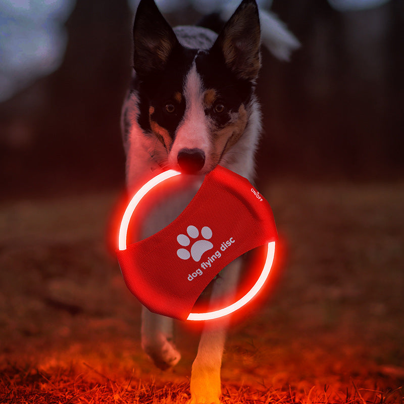 Dog flying discs light glowing LED luminous training interactive toy/game for pets